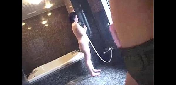  Asian mature dildoed in the bathroom
